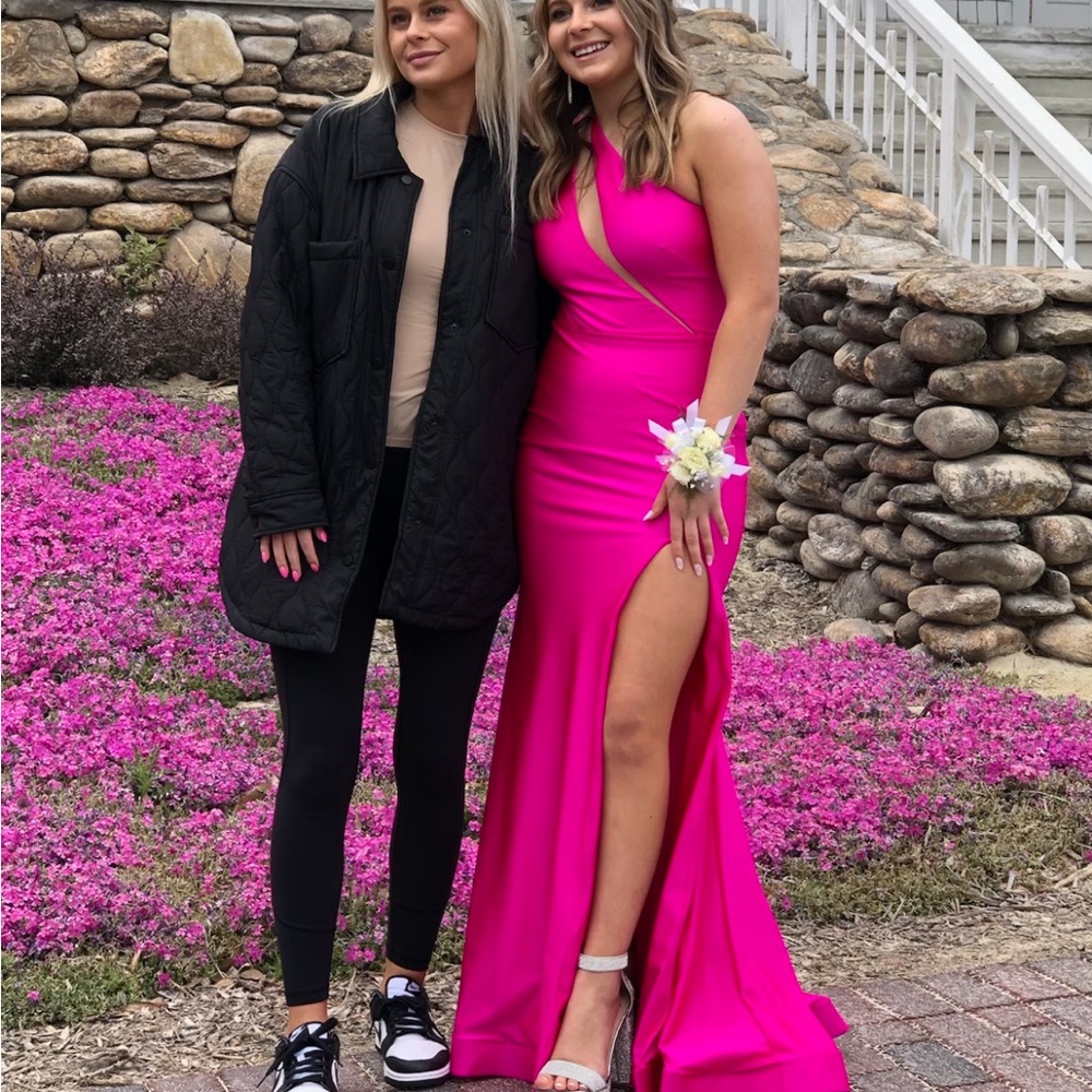 Nicole Bakti prom dress in hot pink